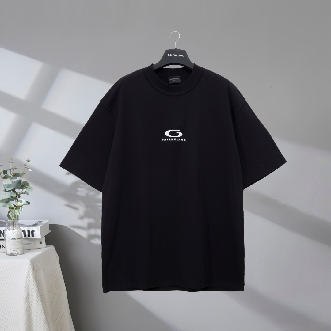P75 Máxima calidad en el mercado BALENCIAGA/Balenciaga 2025SS camiseta de manga corta bordada con logo deportivo con bu…