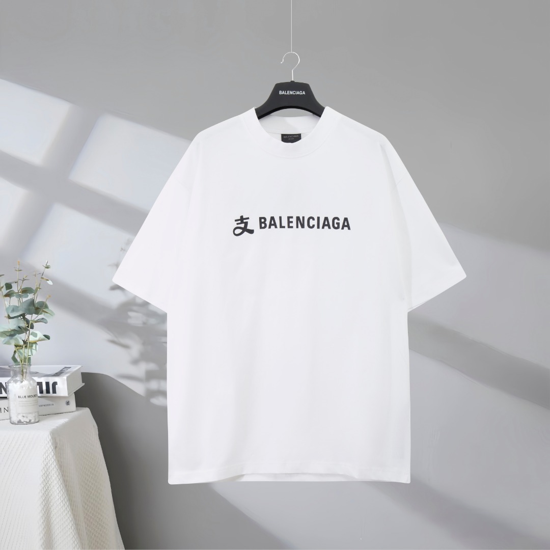 P73 Máxima calidad en el mercado BALENCIAGA/Balenciaga 2025SS Camiseta de manga corta con letras de París de marca comp…