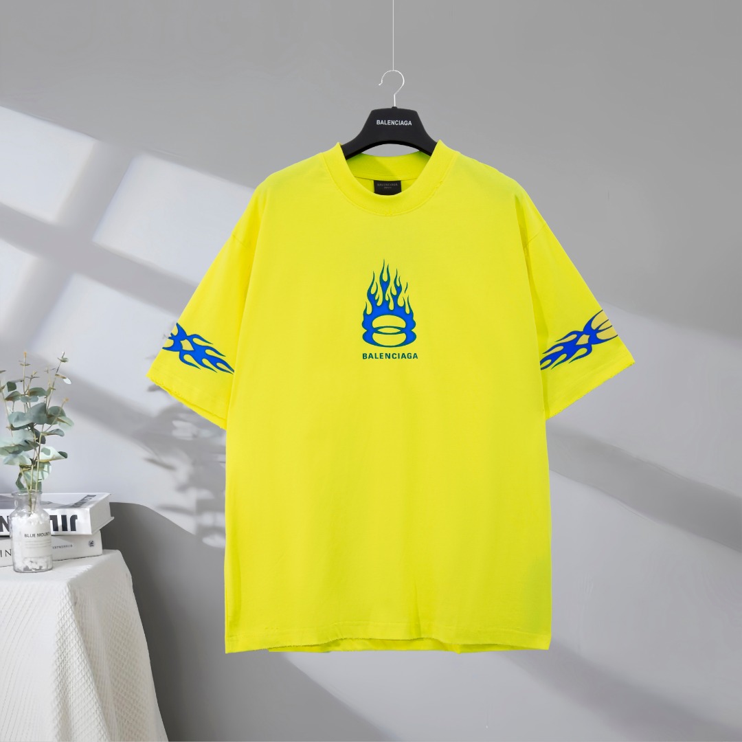 P90 Máxima calidad en el mercado BALENCIAGA/Balenciaga 2025SS Paris camiseta de manga corta desgastada y deshilachada c…