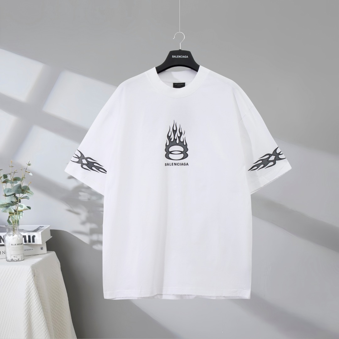 P90 Máxima calidad en el mercado BALENCIAGA/Balenciaga 2025SS Paris camiseta de manga corta desgastada y deshilachada c…