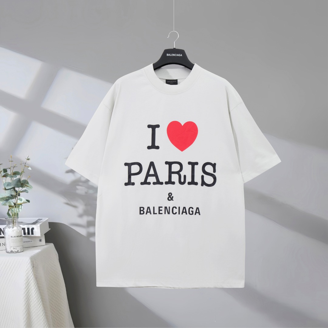 P77 Máxima calidad en el mercado BALENCIAGA/balenciaga 2025SS new paris Chinese Valentine's Day love joint Camiseta de …