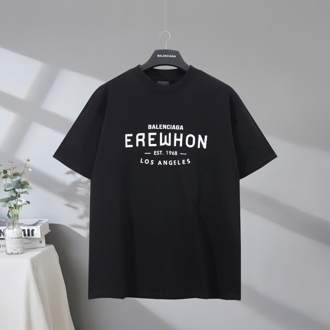 P73 Máxima calidad en el mercado BALENCIAGA/Balenciaga 2025SS Camiseta de manga corta con estampado de letras conjuntas…