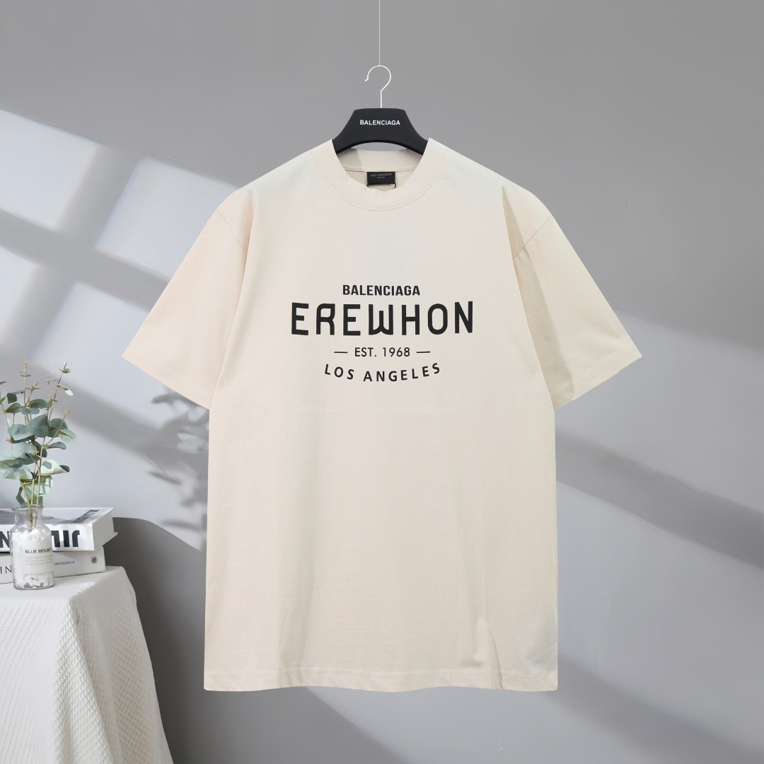 P73 Máxima calidad en el mercado BALENCIAGA/Balenciaga 2025SS Camiseta de manga corta con estampado de letras conjuntas…