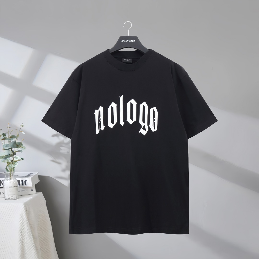 P77 Máxima calidad en el mercado BALENCIAGA/ Balenciaga 2025SS Classic Paris nologo camiseta de manga corta desgastada …