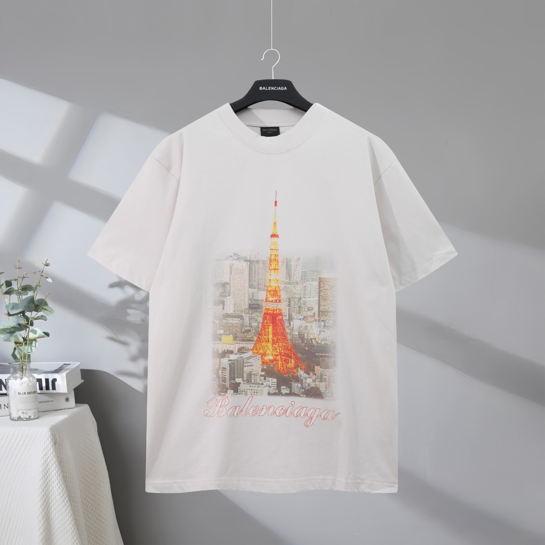 P85 Máxima calidad en el mercado BALENCIAGA/Balenciaga 2025SS Japanese Tokyo Iron Tie camiseta de manga corta con estam…