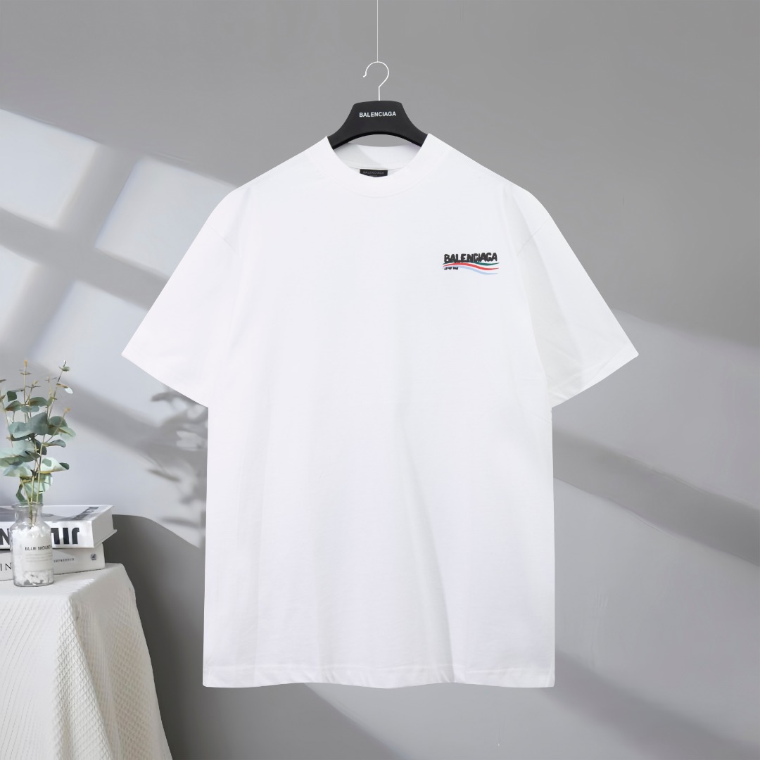 P77 Máxima calidad en el mercado BALENCIAGA/Balenciaga 2025SS Tower Coke wave logo letra impresa camiseta de manga cort…