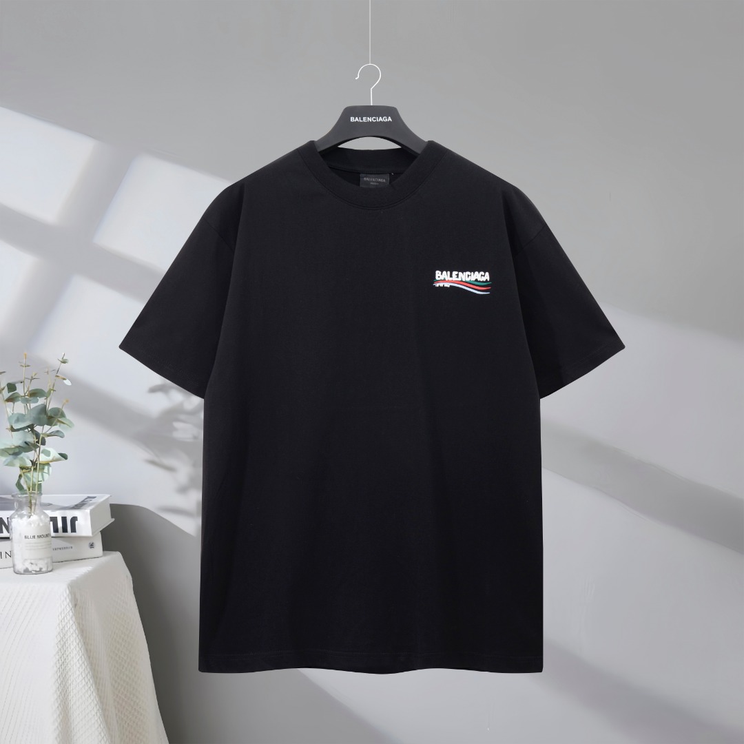 P77 Máxima calidad en el mercado BALENCIAGA/Balenciaga 2025SS Tower Coke wave logo letra impresa camiseta de manga cort…