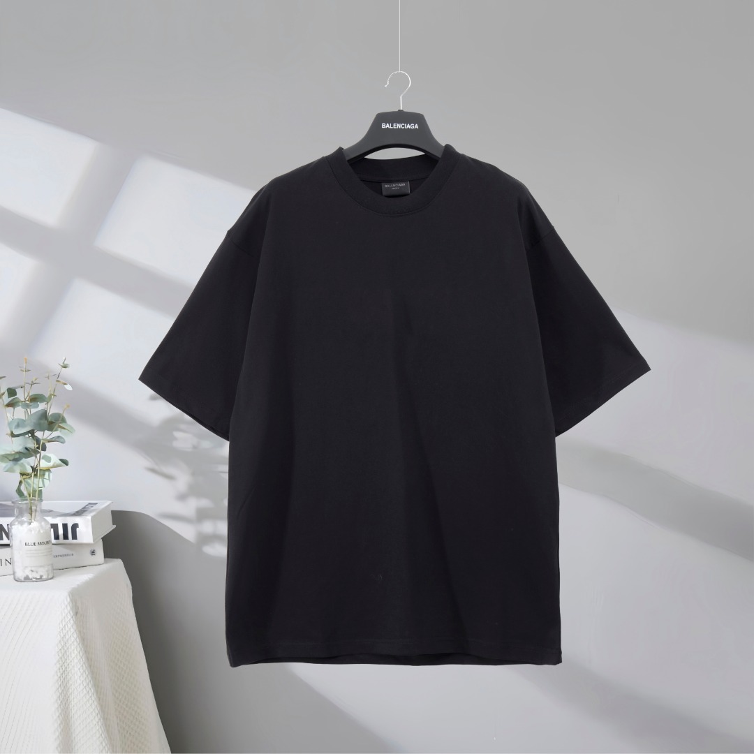 P80 Calidad superior en el mercado BALENCIAGA/Balenciaga 2025SS Camiseta de manga corta con logo clásico corona diamant…