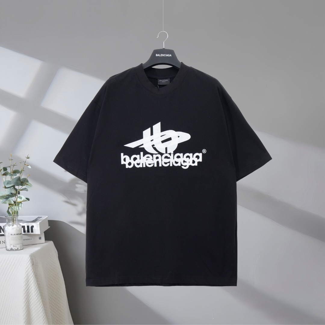 P73 Máxima calidad en el mercado BALENCIAGA/Balenciaga 2025SS camiseta clásica de manga corta con estampado de letras f…