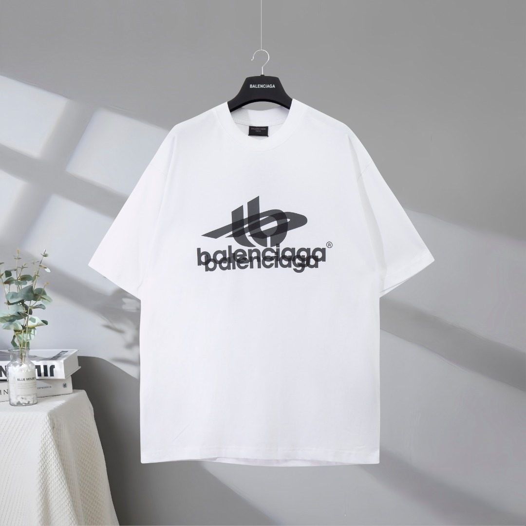 P73 Máxima calidad en el mercado BALENCIAGA/Balenciaga 2025SS camiseta clásica de manga corta con estampado de letras f…