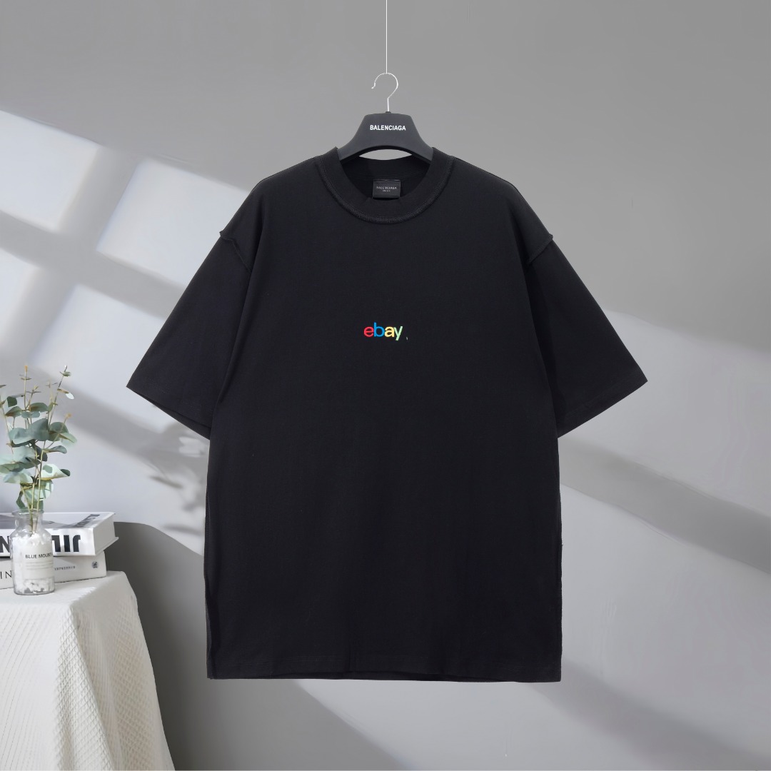 P73 Máxima calidad en el mercado BALENCIAGA/Balenciaga 2025SS Camiseta de manga corta con letras bordadas de marca comp…