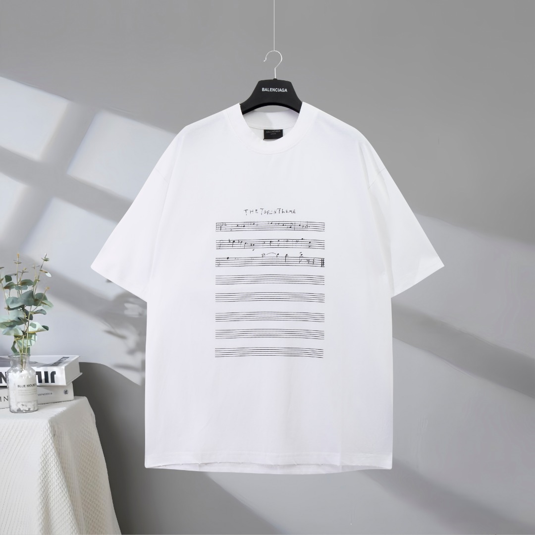 P80 Máxima calidad del mercado BALENCIAGA/Balenciaga 2025SS Camiseta de manga corta desgastada con estampado especial m…