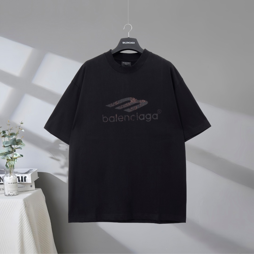 P77 Máxima calidad del mercado BALENCIAGA/Balenciaga 2025SS Camiseta de manga corta con estampado de letras grandes de …