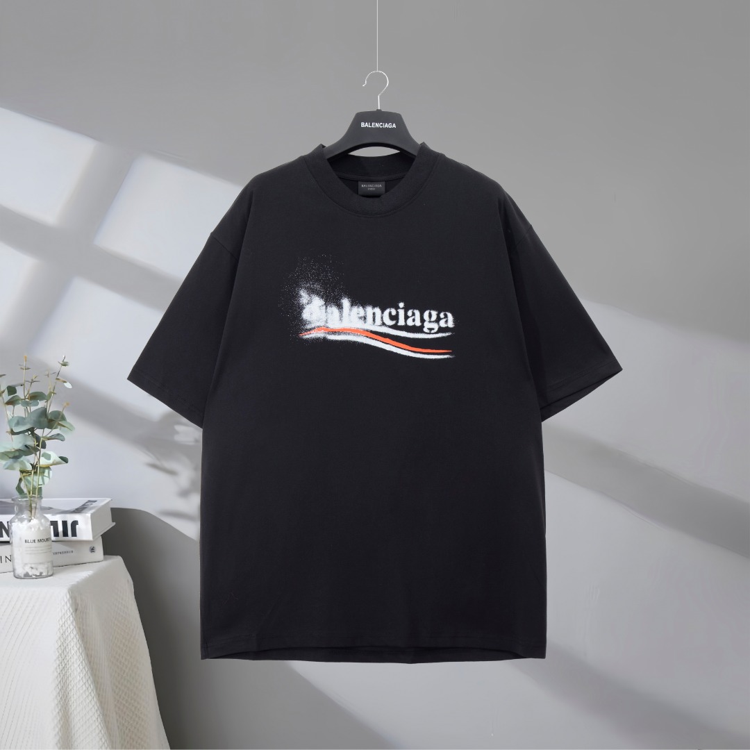 P73 La mejor calidad del mercado BALENCIAGA/Balenciaga 2025SS Camiseta de manga corta con estampado Classic Dissolved W…