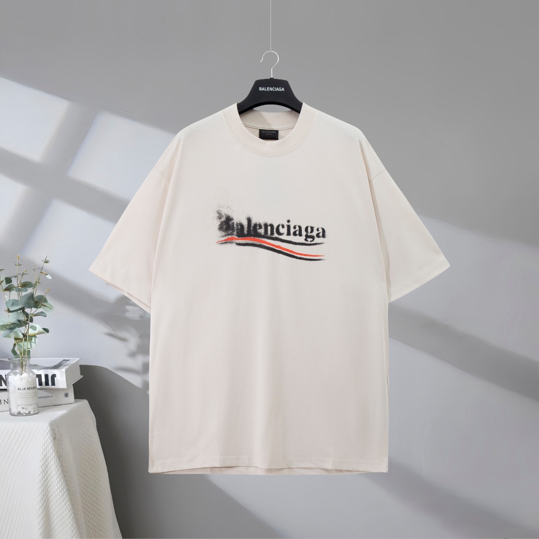 P73 La mejor calidad del mercado BALENCIAGA/Balenciaga 2025SS Camiseta de manga corta con estampado Classic Dissolved W…