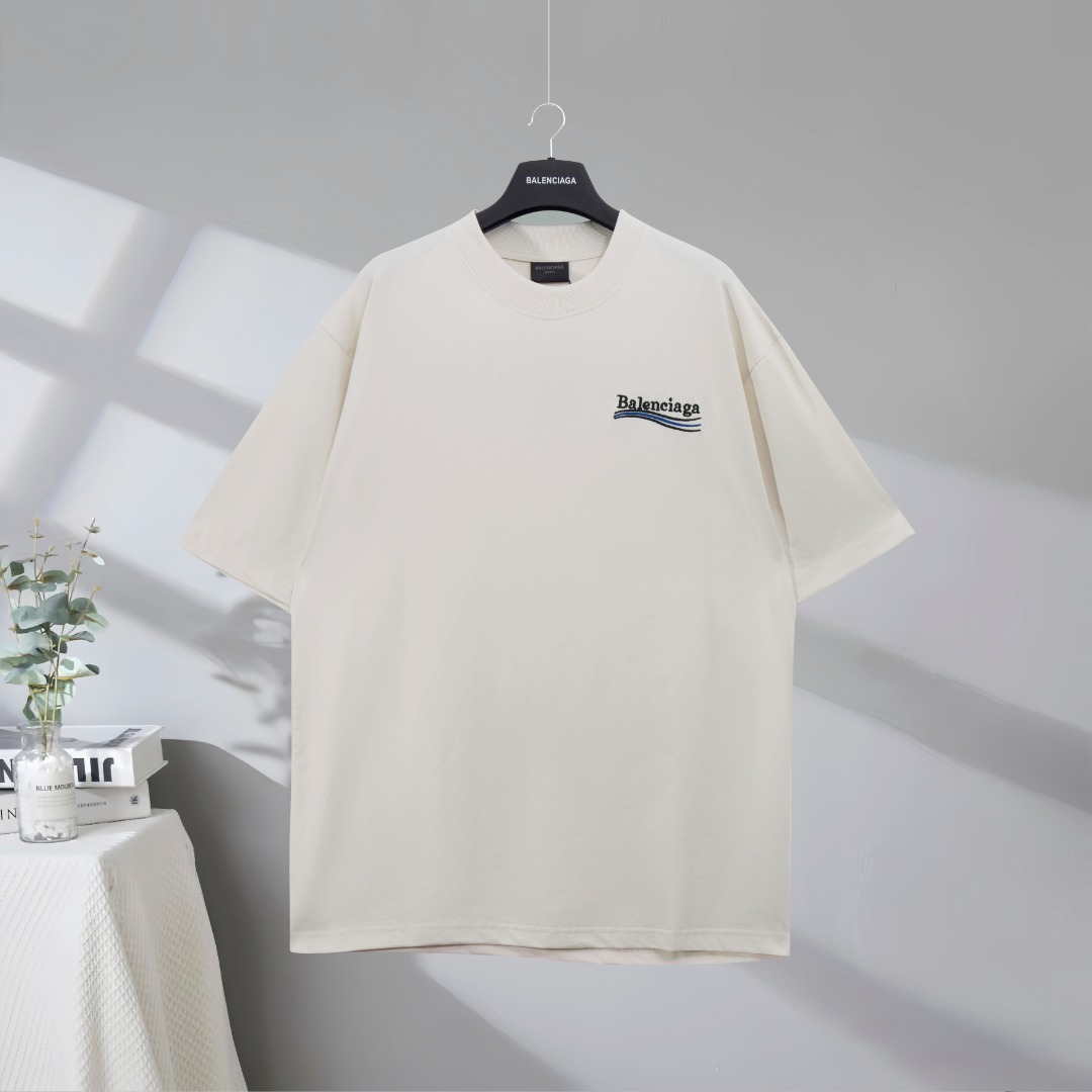 P70 La mejor calidad en el mercado BALENCIAGA/Balenciaga 2025SS Camiseta de manga corta bordada con el logo clásico de …
