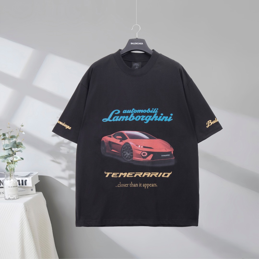 P85 Máxima calidad en el mercado BALENCIAGA/Balenciaga 2025SS marca compartida Lamborghini camiseta de manga corta con …