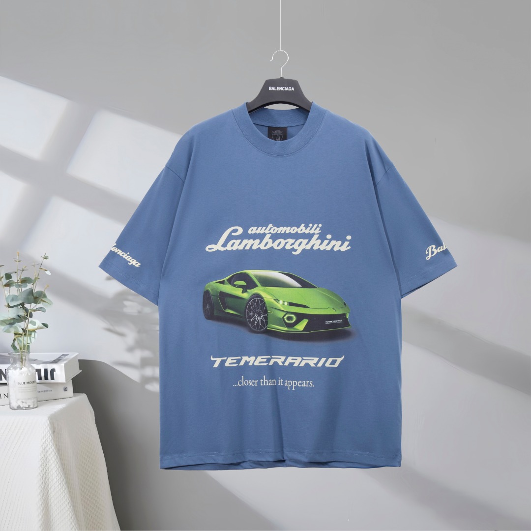 P85 Máxima calidad en el mercado BALENCIAGA/Balenciaga 2025SS marca compartida Lamborghini camiseta de manga corta con …