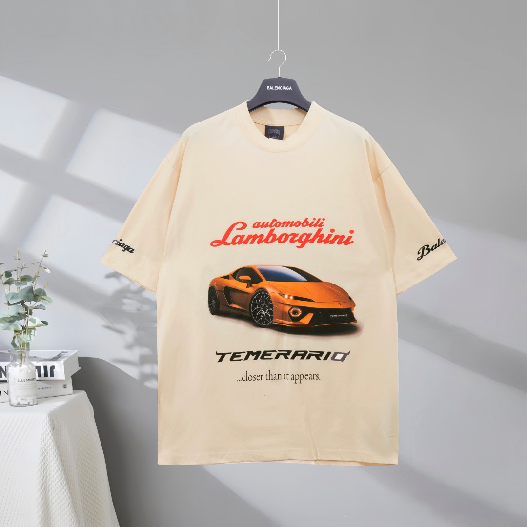 P85 Máxima calidad en el mercado BALENCIAGA/Balenciaga 2025SS marca compartida Lamborghini camiseta de manga corta con …