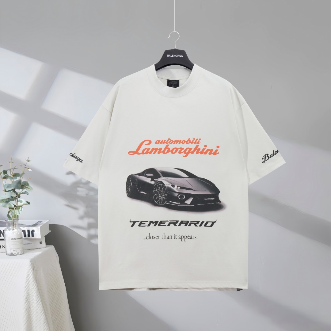 P85 Máxima calidad en el mercado BALENCIAGA/Balenciaga 2025SS marca compartida Lamborghini camiseta de manga corta con …