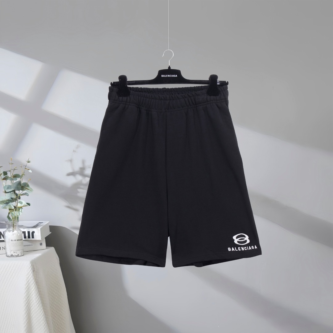 P80 Máxima calidad en el mercado BALENCIAGA/Balenciaga 2025SS pantalones cortos clásicos con letras bordadas de doble a…