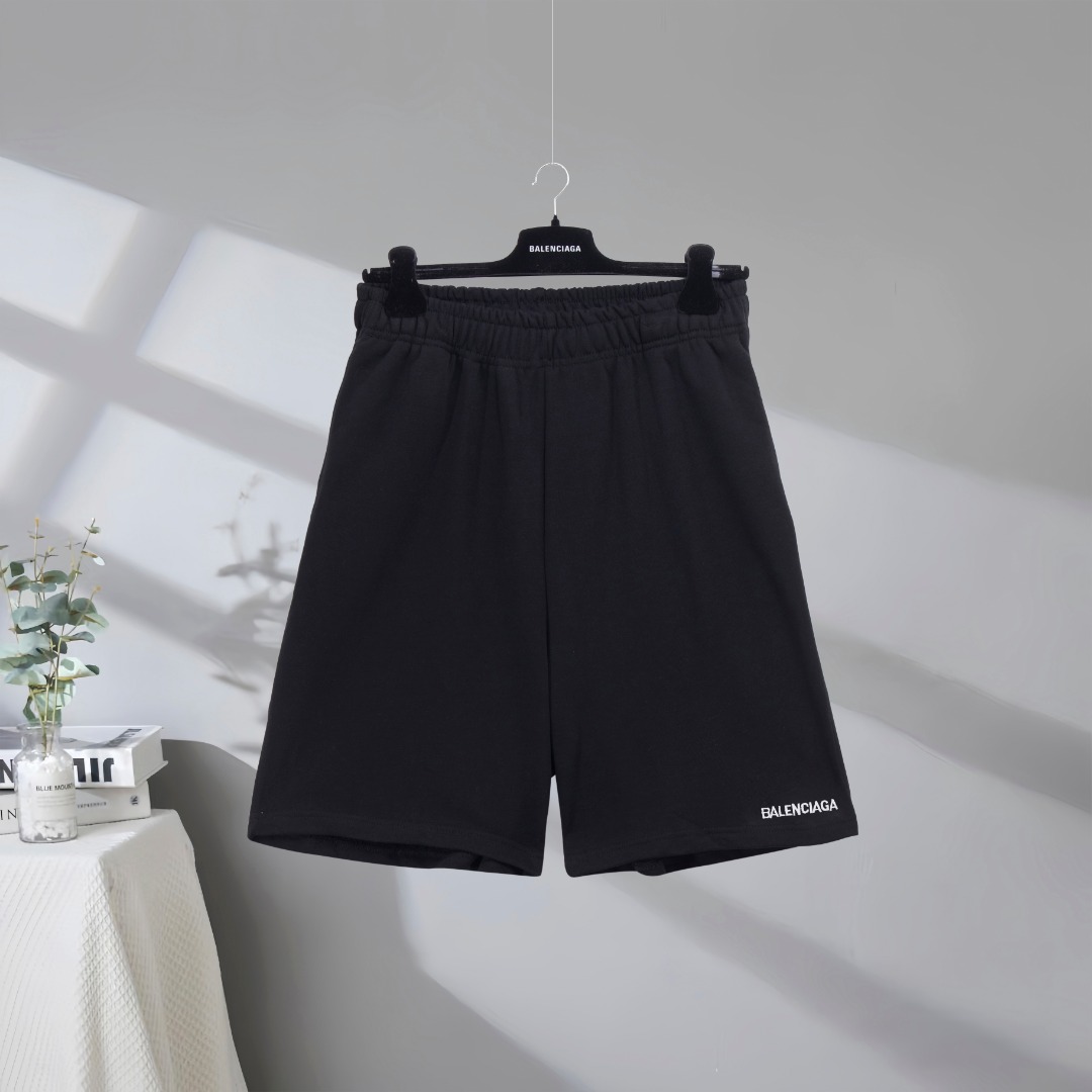 P85 Máxima calidad en el mercado BALENCIAGA/Balenciaga 2025SS pantalones cortos con letras pequeñas bordados con estamp…