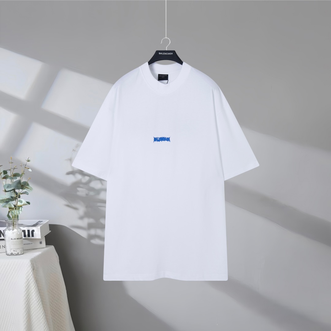 P87 Máxima calidad en el mercado BALENCIAGA/Balenciaga 2026SS Camiseta de manga corta bordada con letras fundidas El lo…