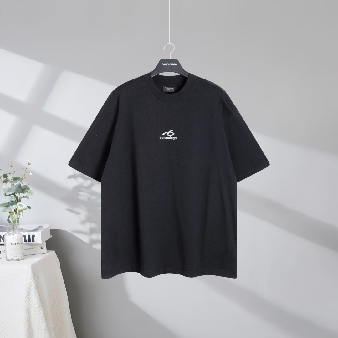P75 Máxima calidad del mercado BALENCIAGA/Balenciaga 2026SS Camiseta de manga corta reflectante N°6 con pequeña marca e…