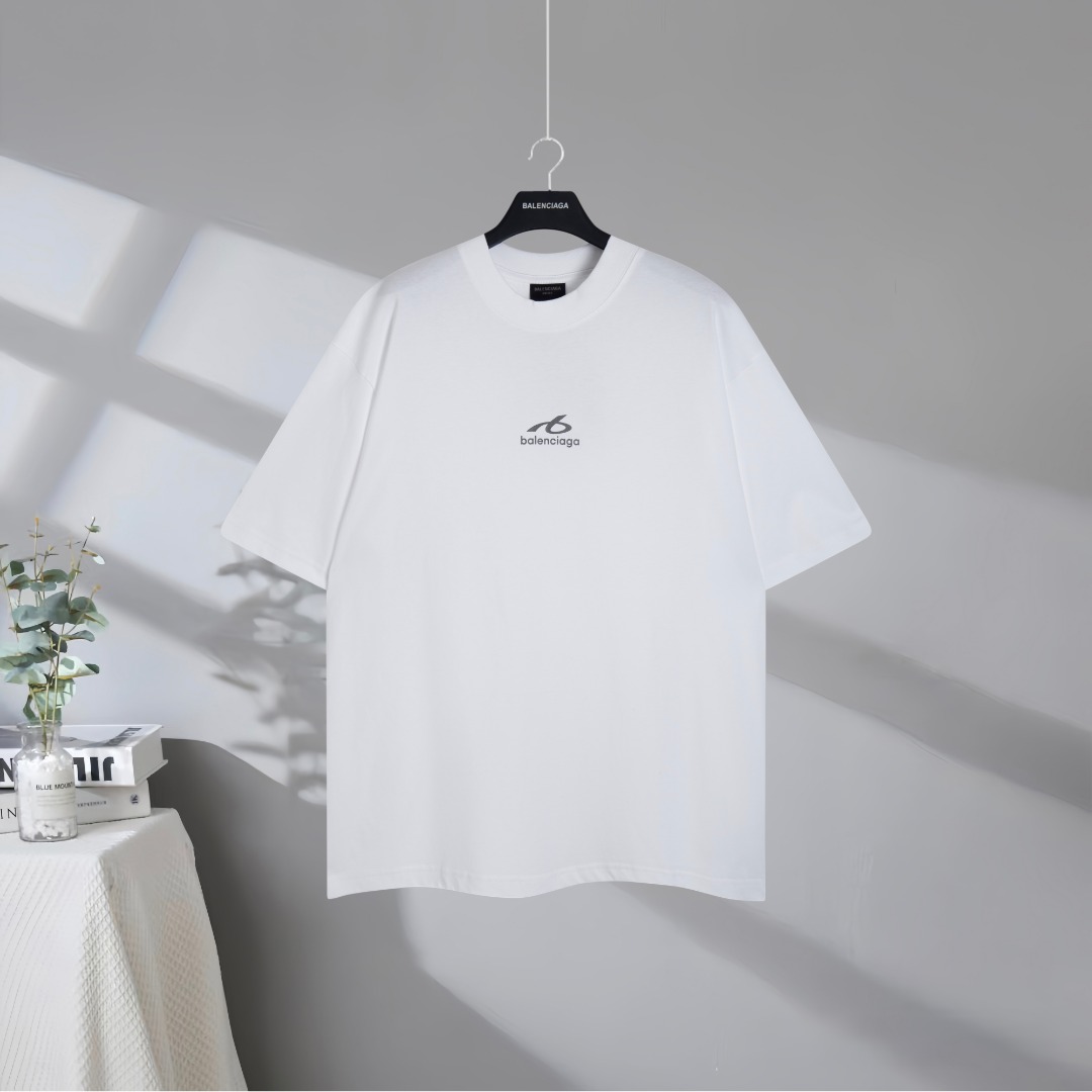 P75 Máxima calidad del mercado BALENCIAGA/Balenciaga 2026SS Camiseta de manga corta reflectante N°6 con pequeña marca e…