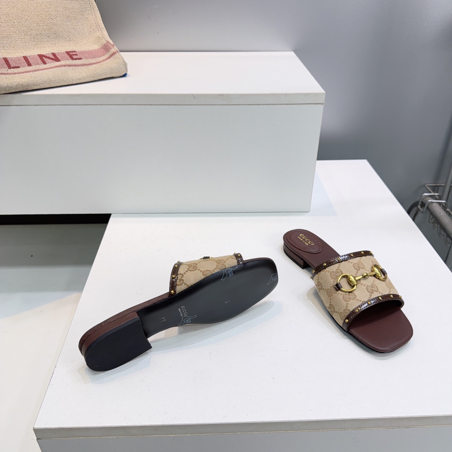 Gucci GG Canvas Horsebit Slide Sandals
