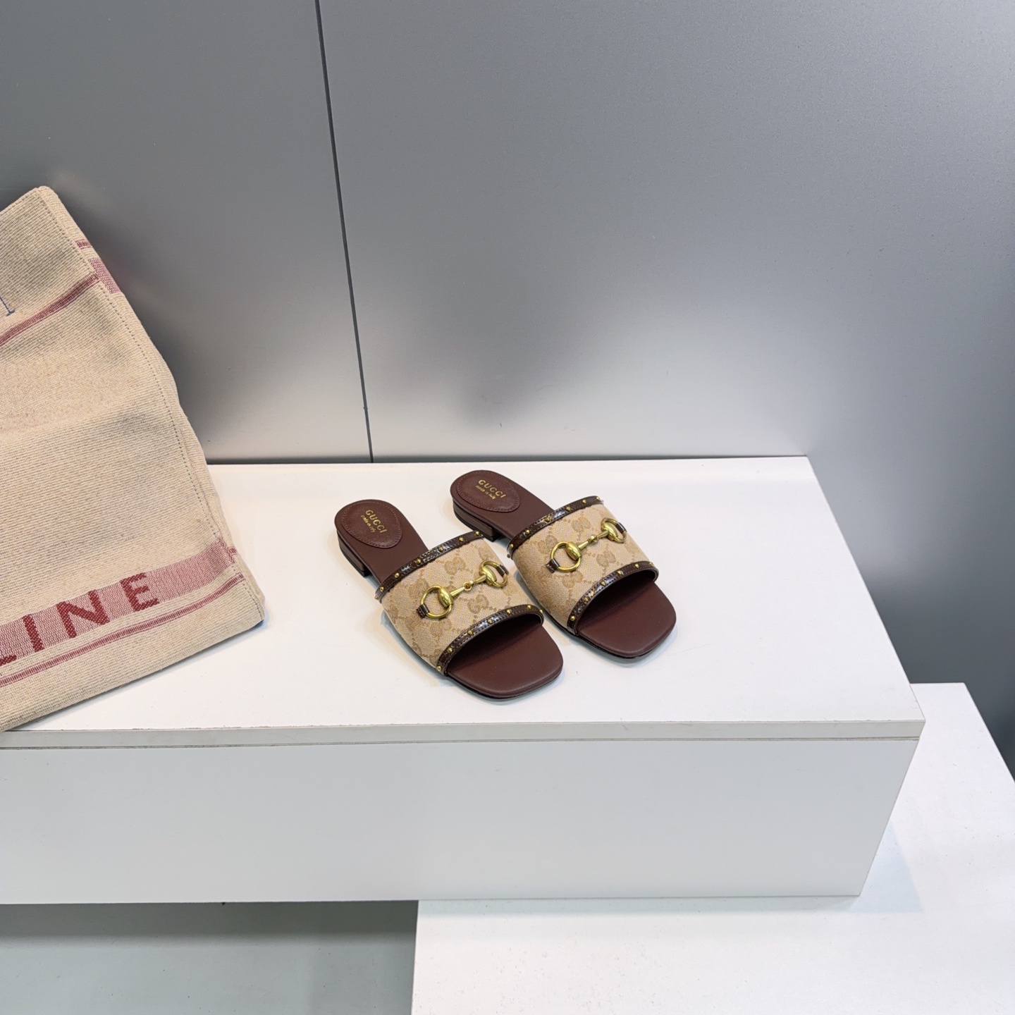 Gucci GG Canvas Horsebit Slide Sandals