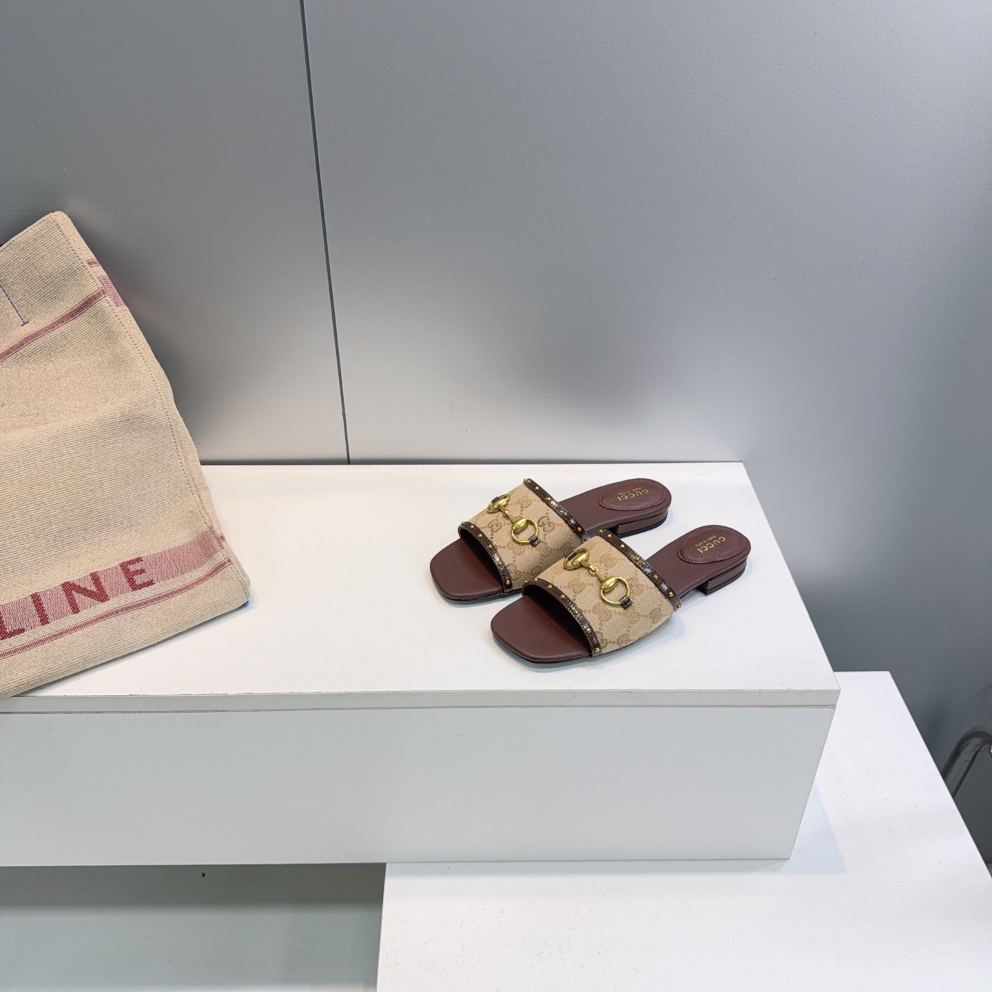 Gucci GG Canvas Horsebit Slide Sandals