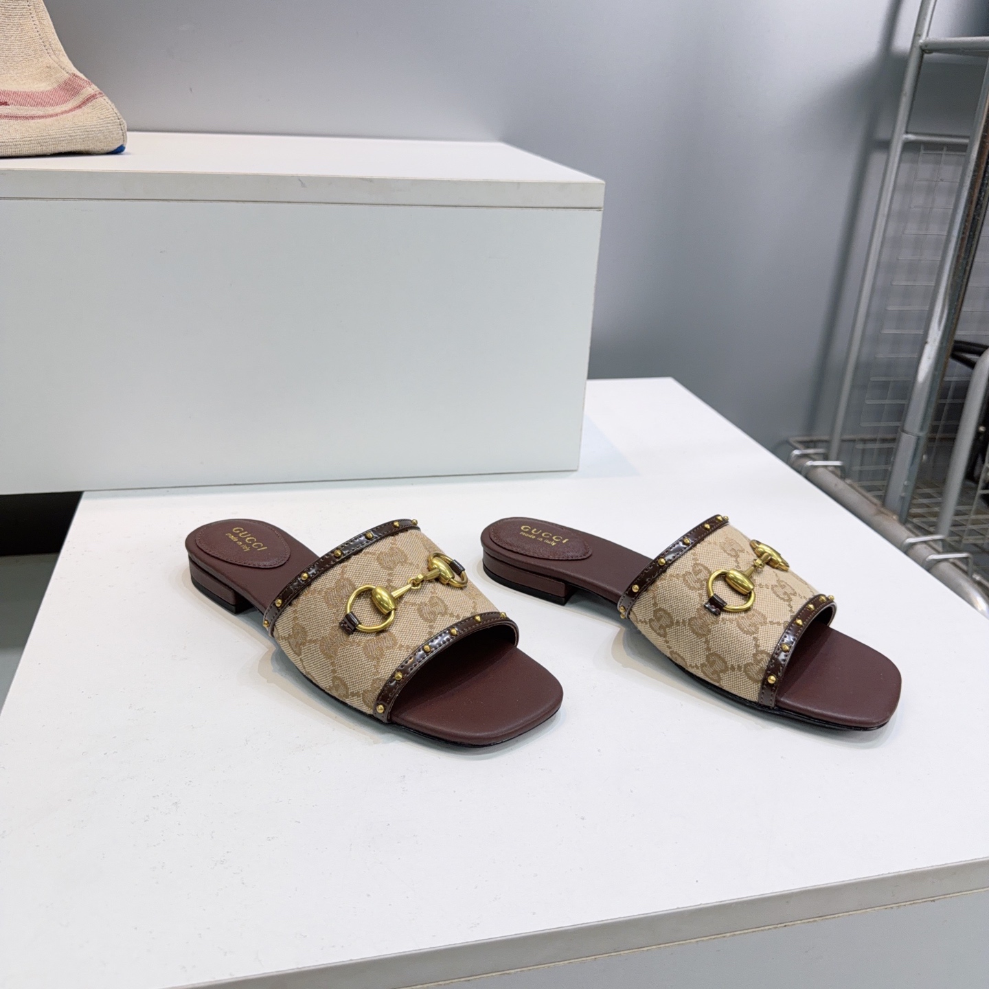 Gucci GG Canvas Horsebit Slide Sandals