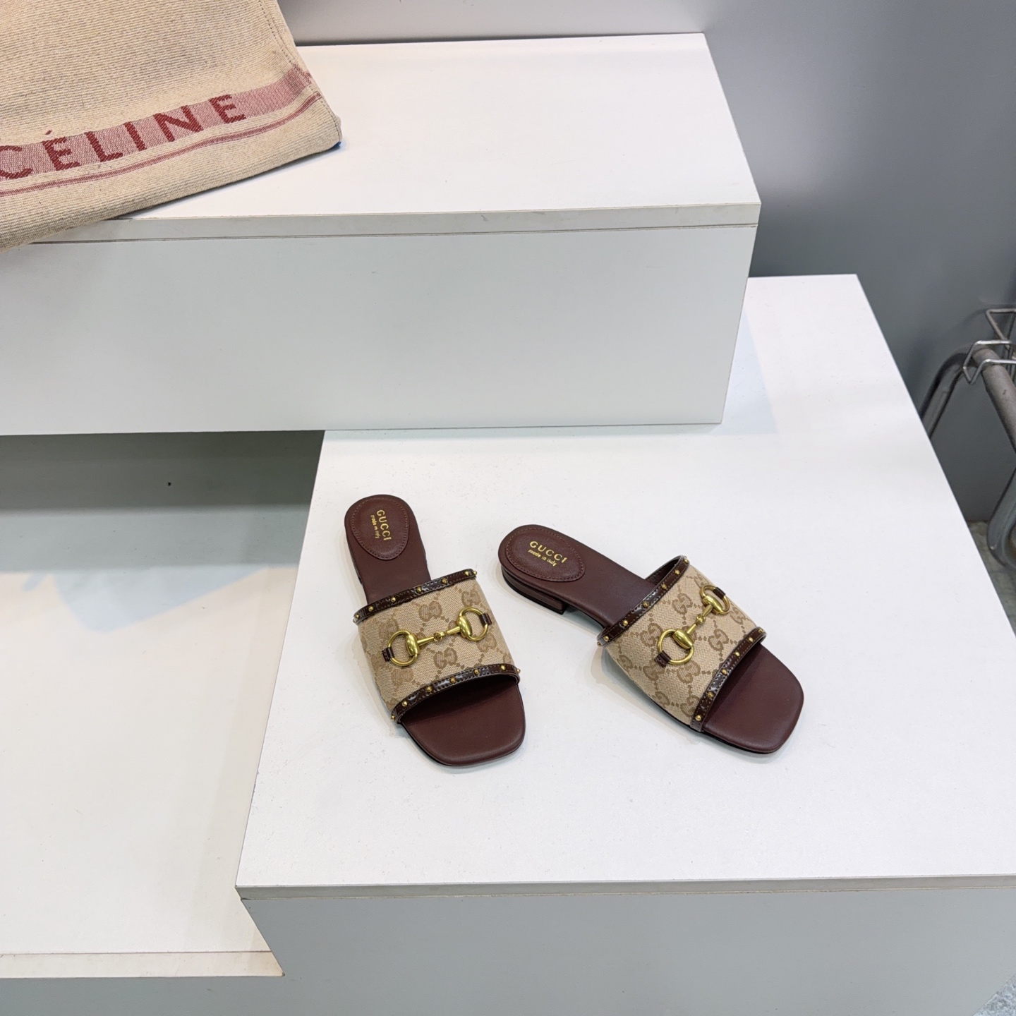 Gucci GG Canvas Horsebit Slide Sandals
