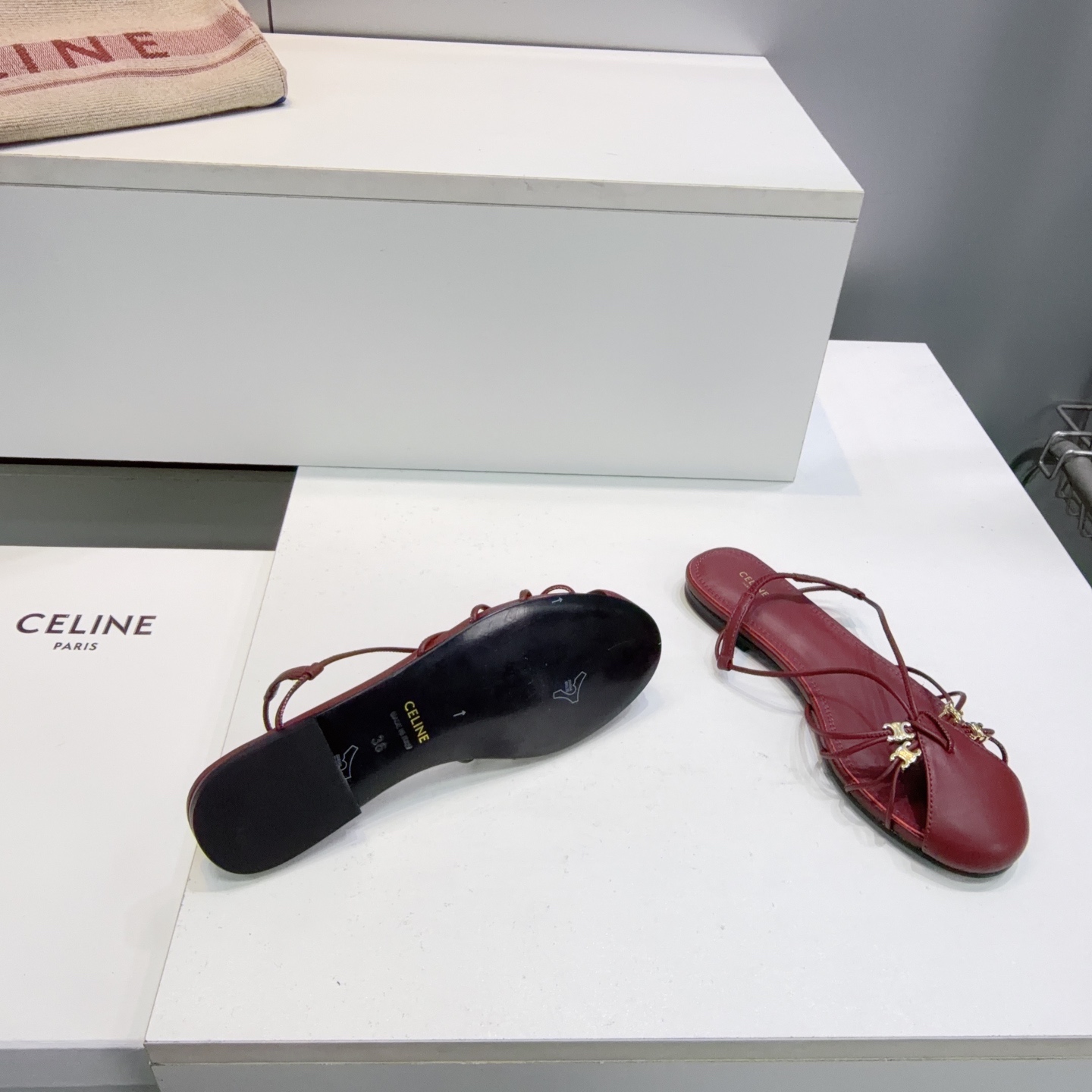 Celine Triomphe Strappy Flat Mules