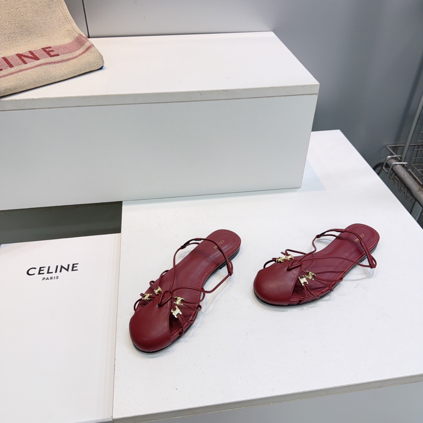 Celine Triomphe Strappy Flat Mules