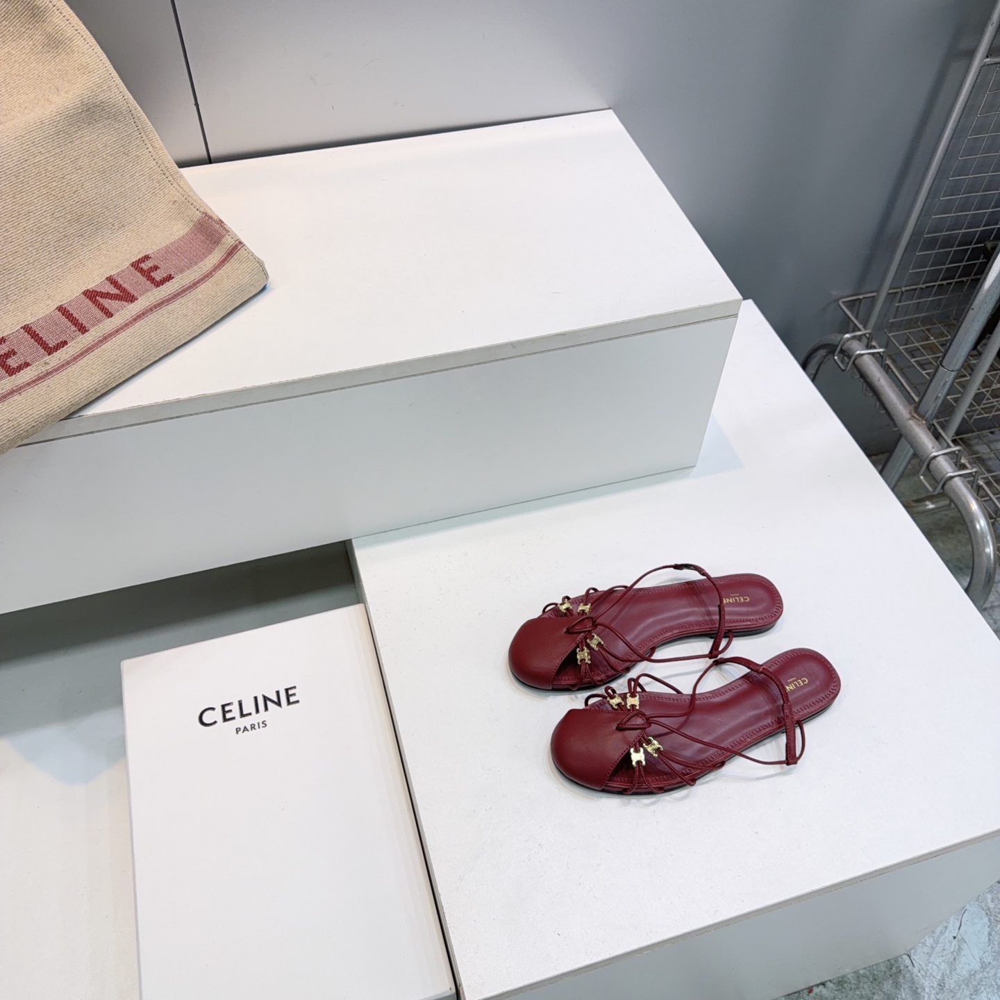 Celine Triomphe Strappy Flat Mules
