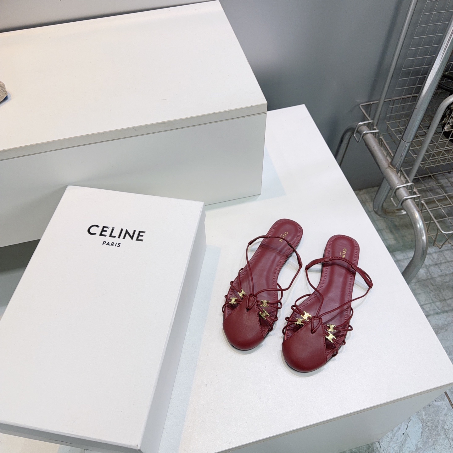 Celine Triomphe Strappy Flat Mules