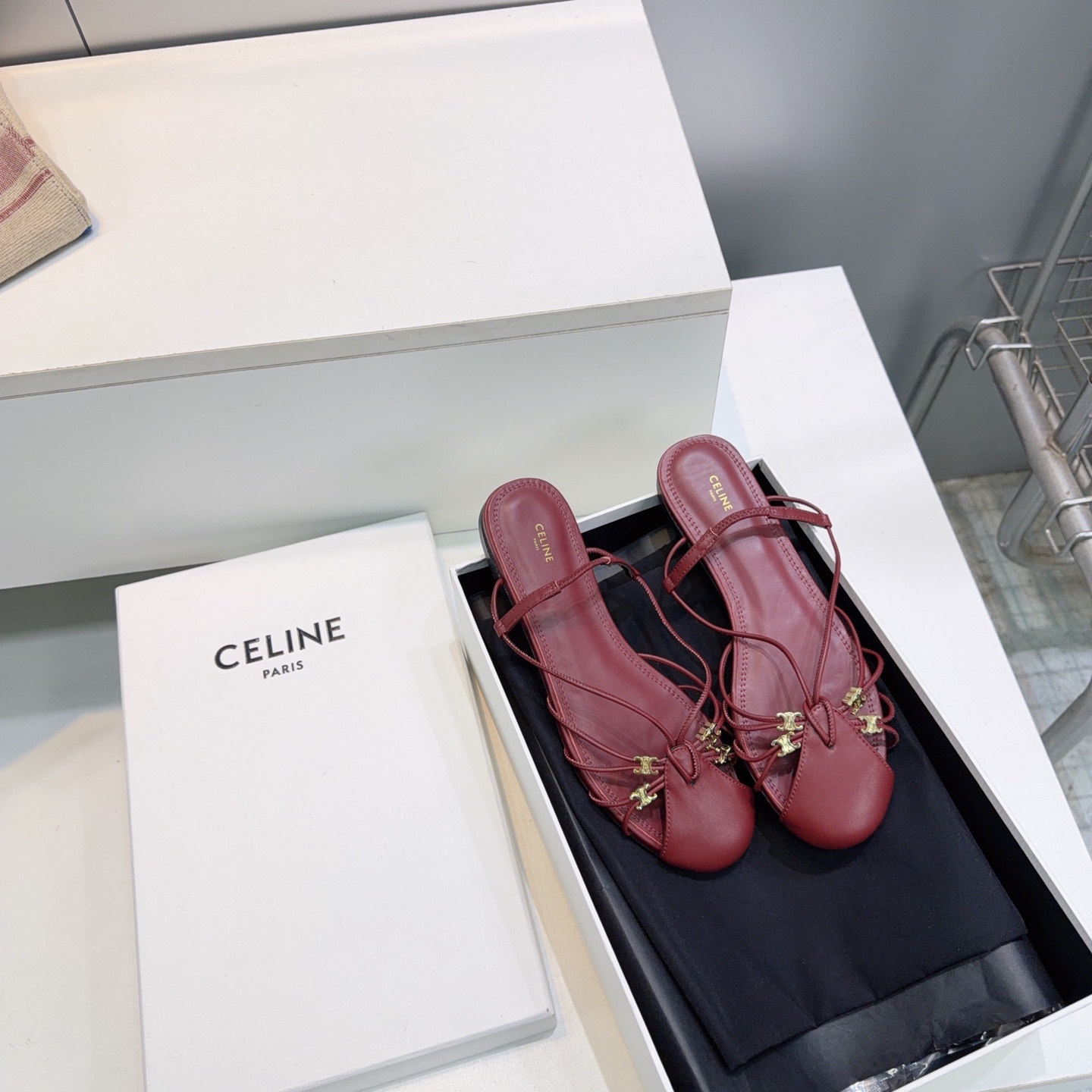 Celine Triomphe Strappy Flat Mules