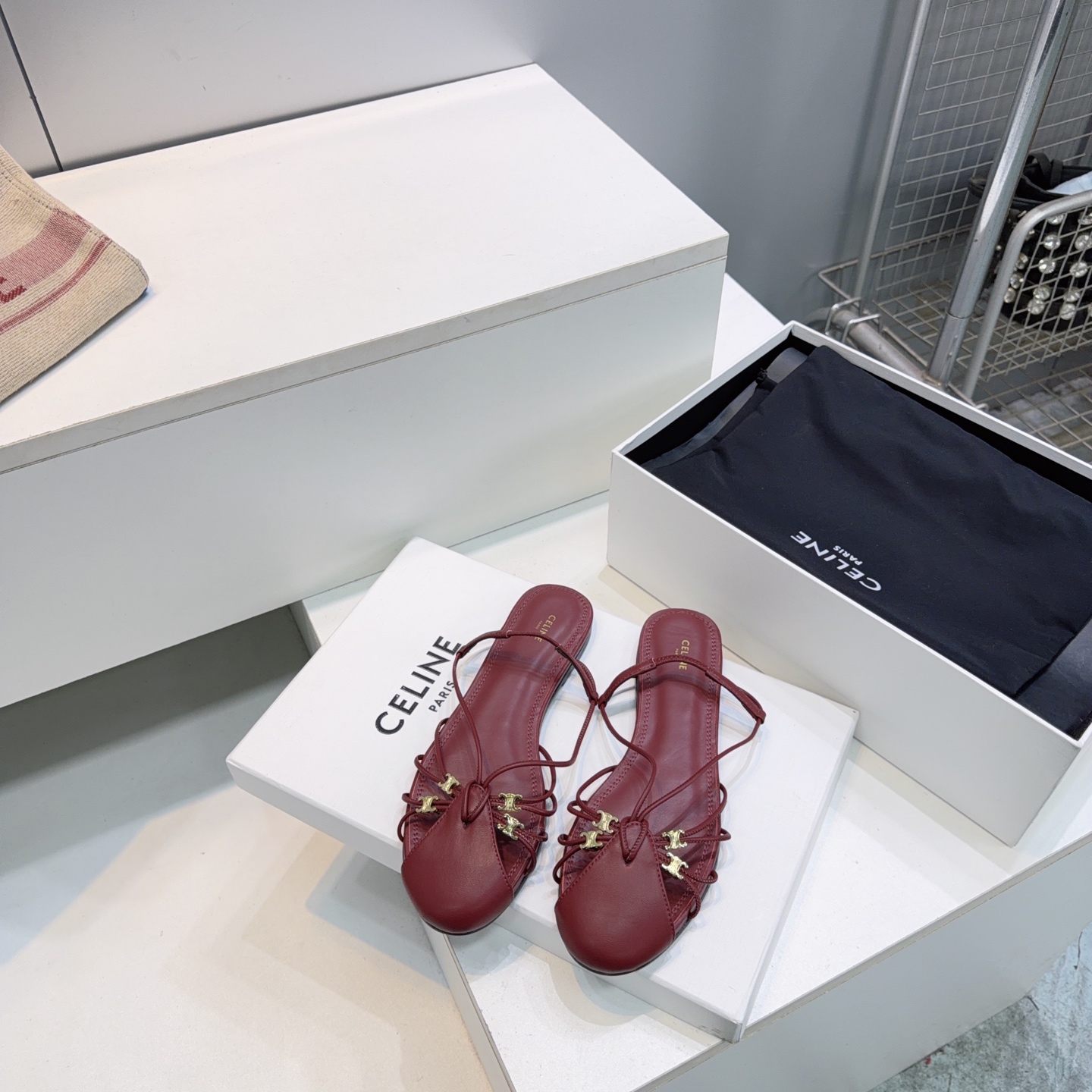 Celine Triomphe Strappy Flat Mules