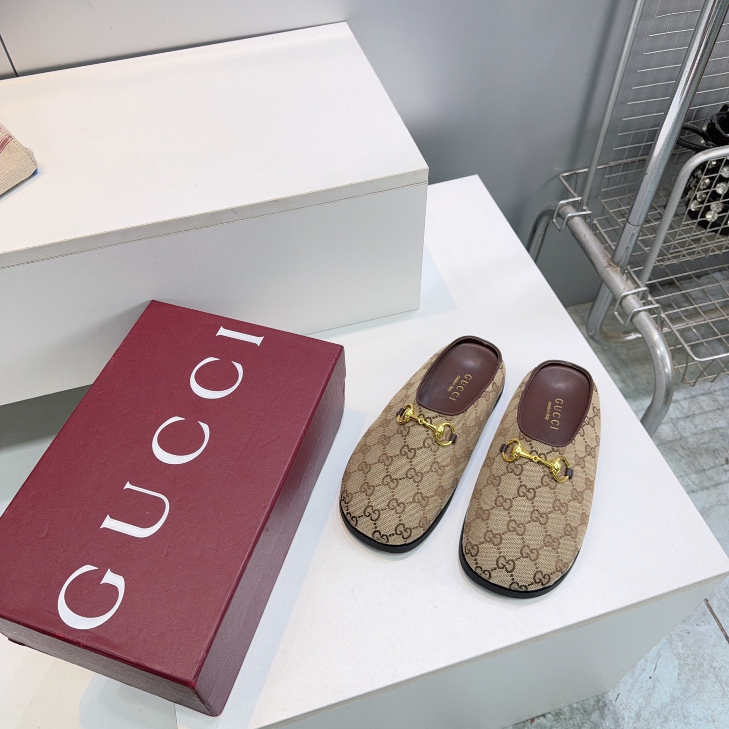 GUCCI Beige GG Princetown Slippers
