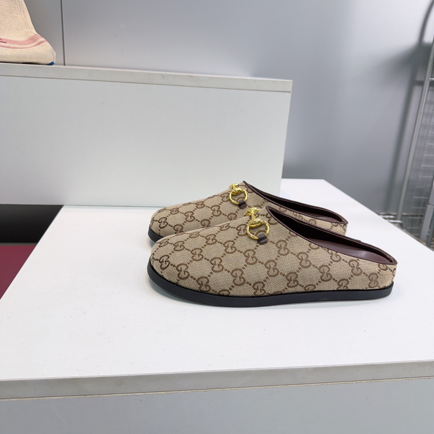 GUCCI Beige GG Princetown Slippers