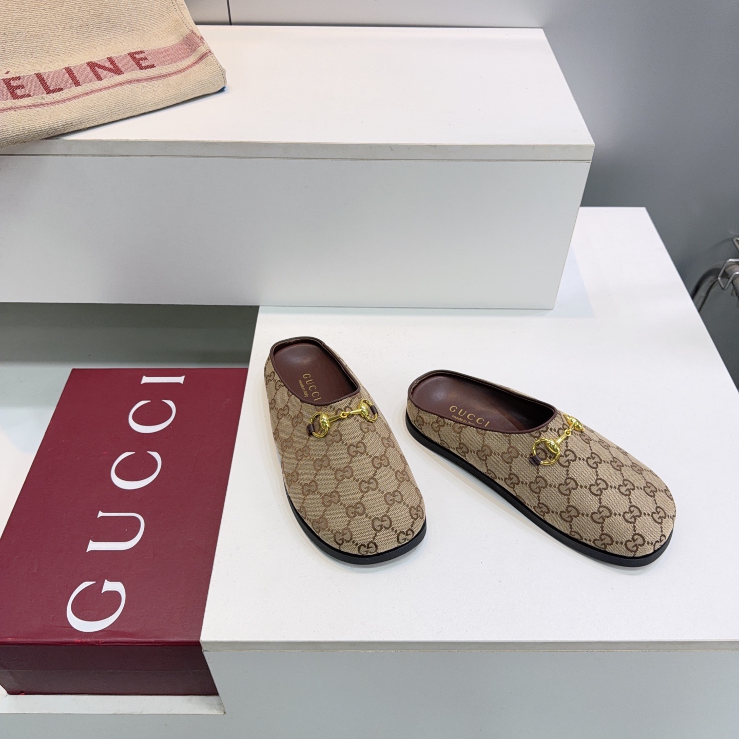 GUCCI Beige GG Princetown Slippers