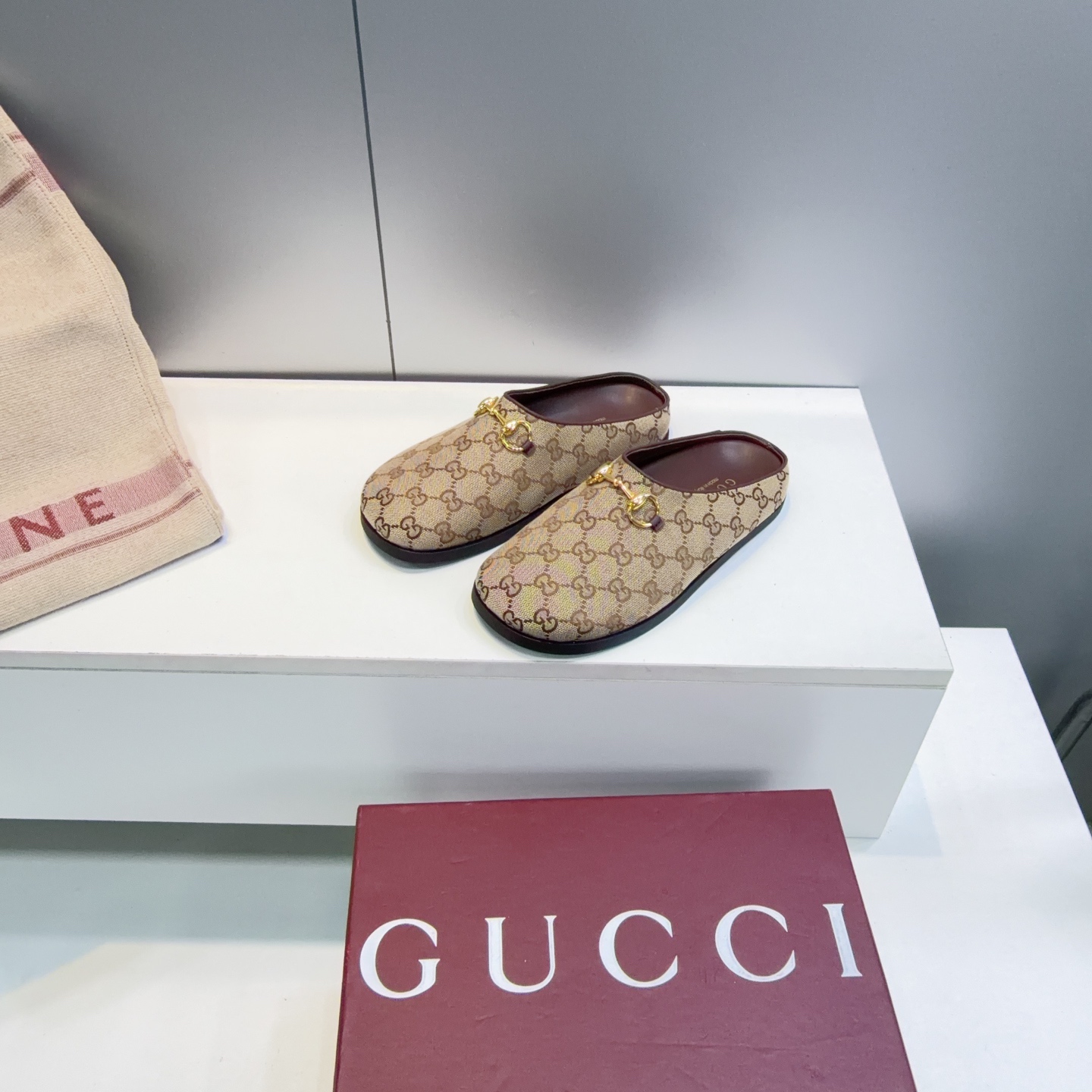 GUCCI Beige GG Princetown Slippers