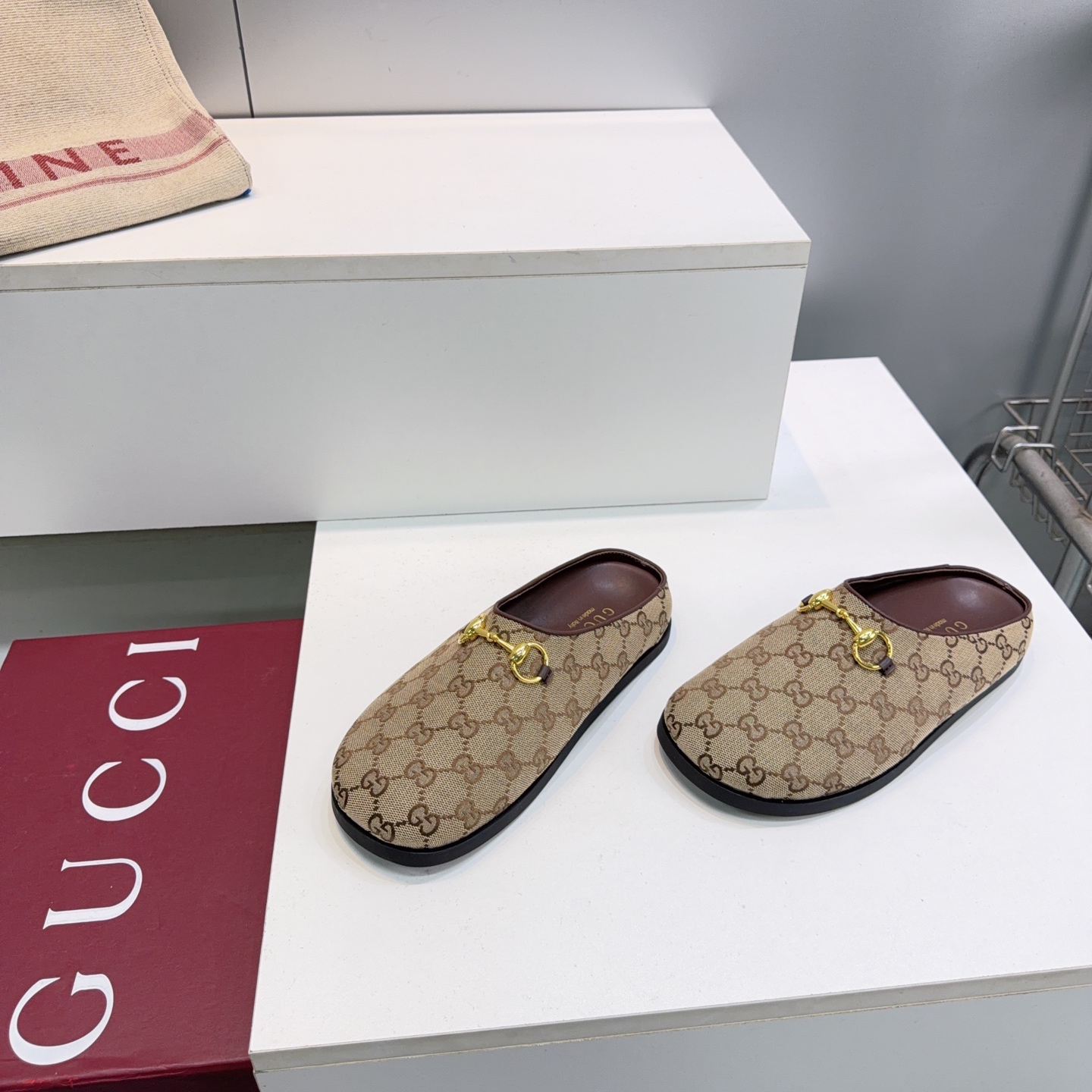 GUCCI Beige GG Princetown Slippers