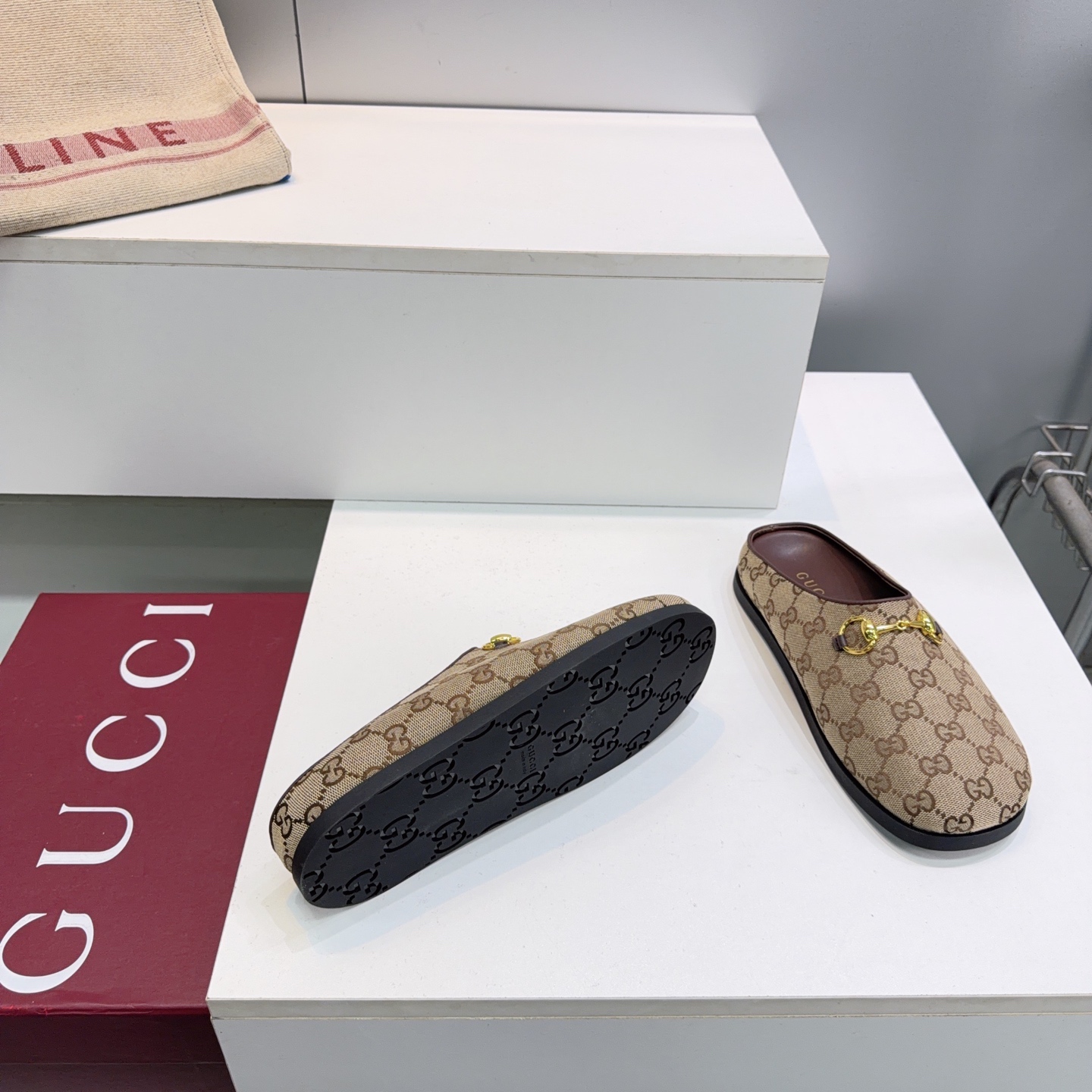 GUCCI Beige GG Princetown Slippers