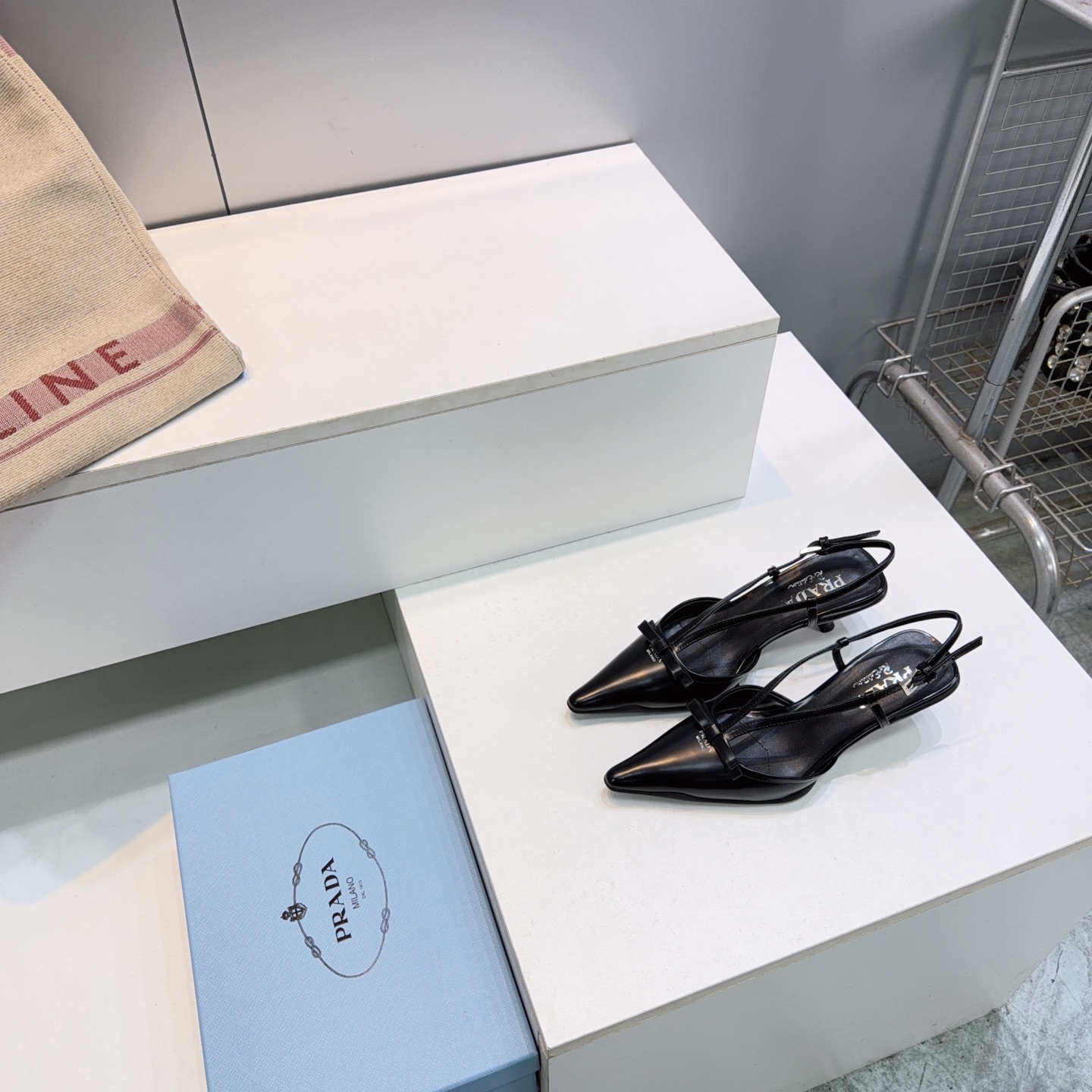 Prada Black Pointed Toe Slingback Pumps