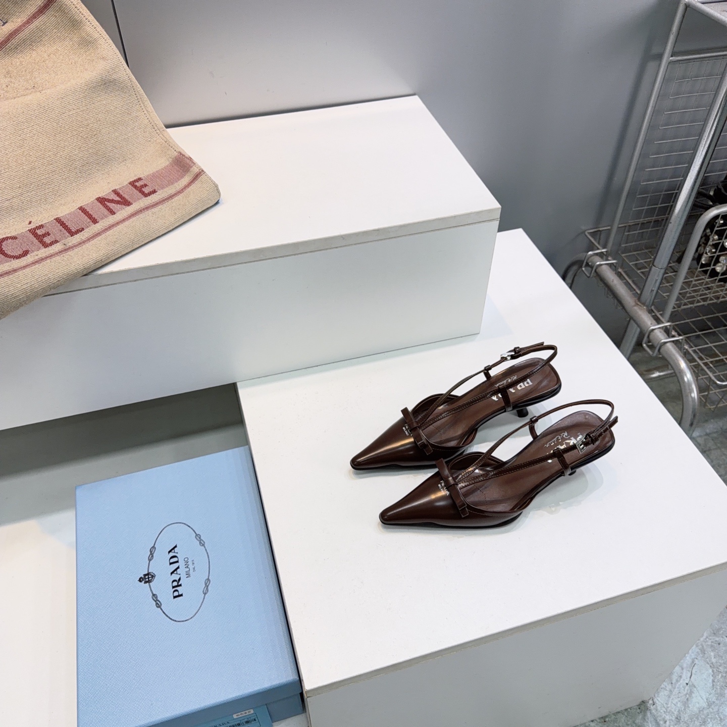 Prada Brown Pointed Toe Slingback Pumps