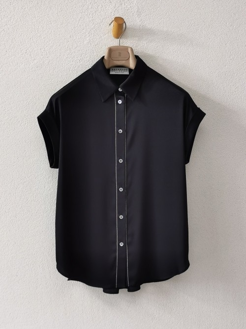 Brunello Cucinelli Silk Short-Sleeve Button-Down Shirt, Modern & Stylish 1 Brunello Cucinelli Silk Short-Sleeve Button-Down Shirt, Modern & Stylish