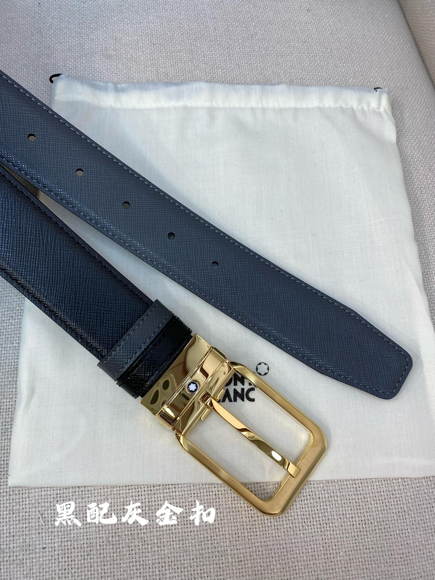 Montblanc万宝龙宽3.5cm采用头层牛皮精品针式扣头自由裁剪商务休闲皮带